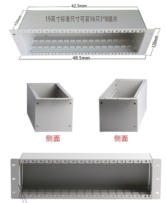 1x2 1x4 1x8 16 Slots Fiber Optical PLC LGX Splitter Chassis voor 3U 19&quot; Rack Mount