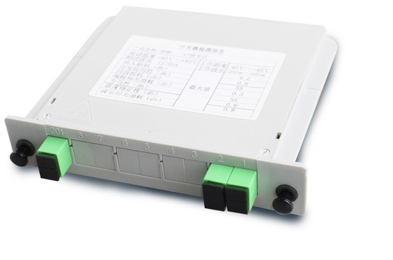 Op maat gemaakte G657 Fiber Type 2x1 Card Splitter 1*2 voor 4G Network Fiber Optic Cabinet